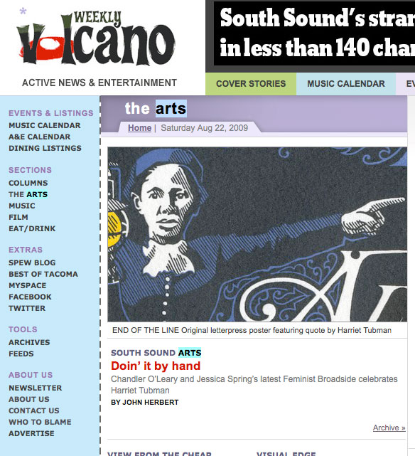 Weekly Volcano feature on Dead Feminists broadside by Chandler O'Leary and Jessica Spring
