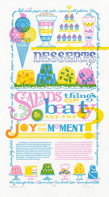 "Just Desserts" Dead Feminist broadside by Chandler O'Leary and Jessica Spring