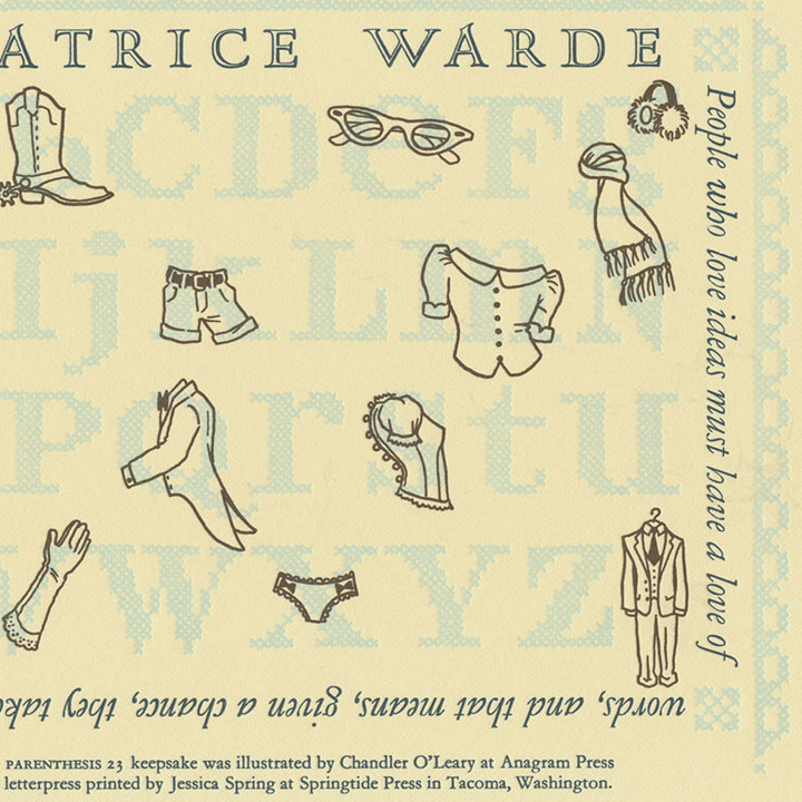 "Buttoned Up" Dead Feminist mini-broadside by Chandler O'Leary and Jessica Spring