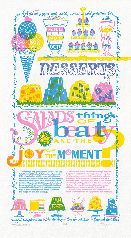 "Just Desserts" letterpress broadside by Chandler O'Leary and Jessica Spring