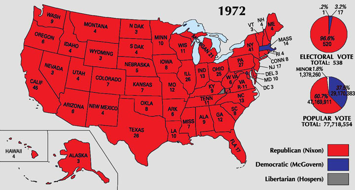1972 electoral college map