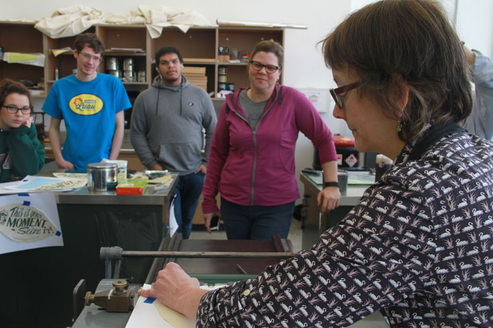 Process photo of the creation of our Barbara Johns print at Longwood University