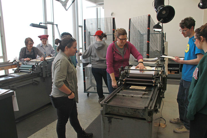 Process photo of the creation of our Barbara Johns print at Longwood University