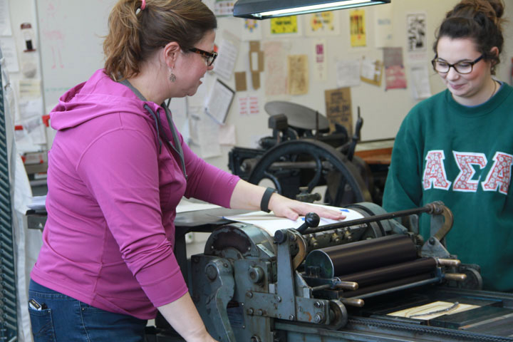 Process photo of the creation of our Barbara Johns print at Longwood University