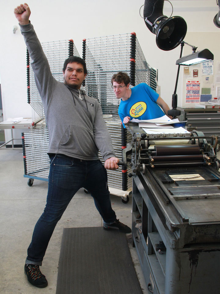 Process photo of the creation of our Barbara Johns print at Longwood University