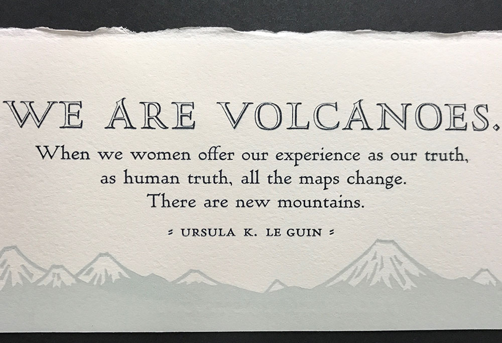 Detail of Volcanoes mini-broadside by Chandler O'Leary and Jessica Spring