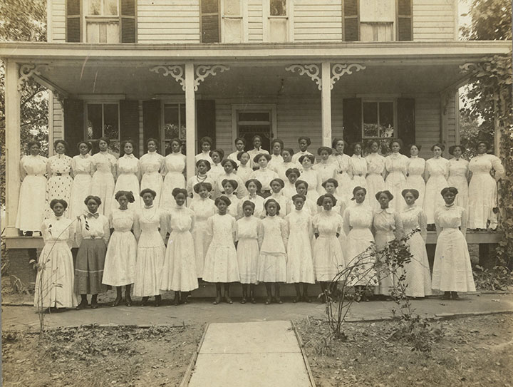 Students in front of the National Training School for Women and Girls, courtesy of Library of Congress
